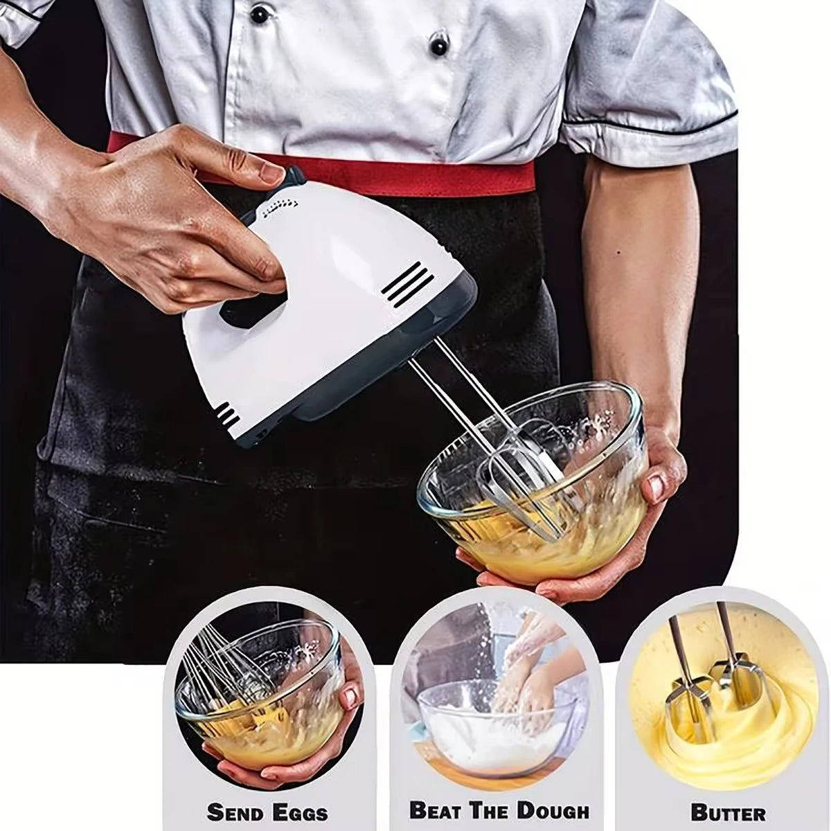 7-Speed Mini Electric Hand Mixer