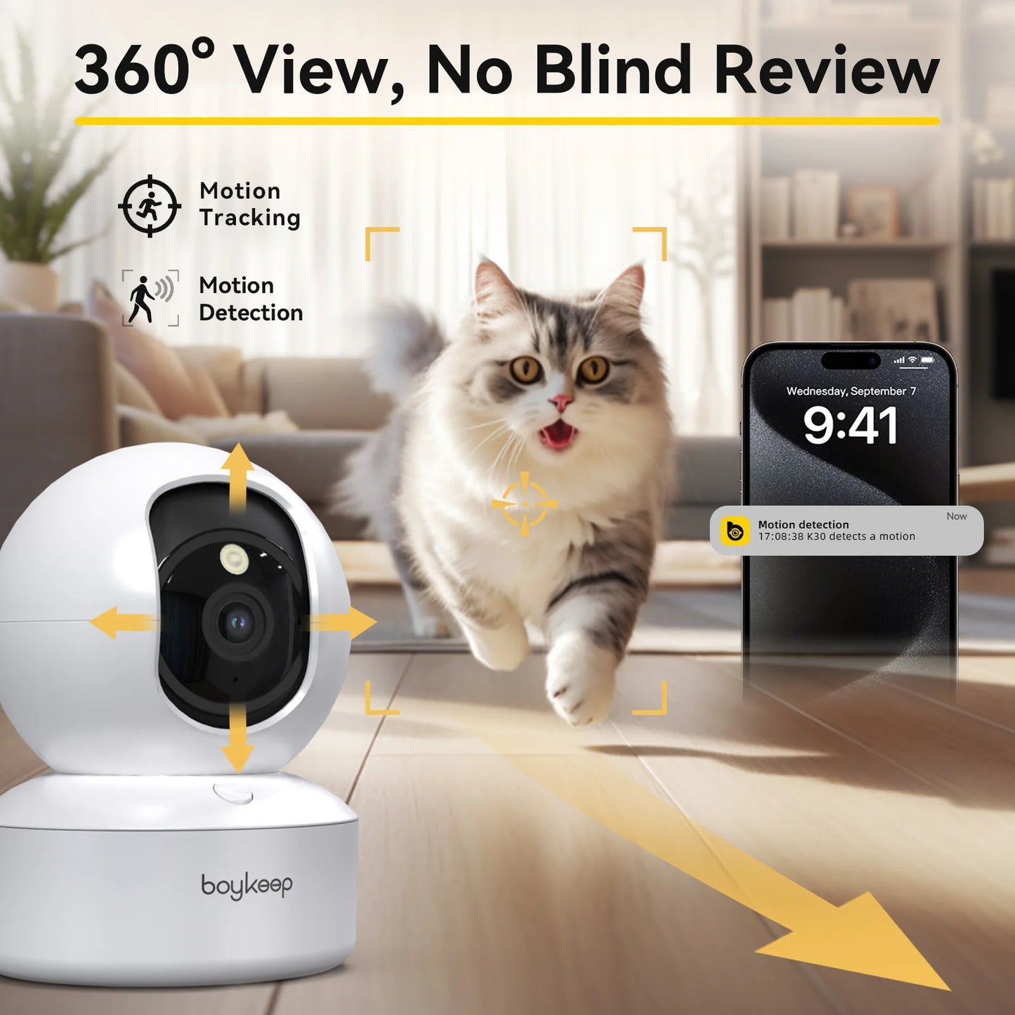 2K Indoor Pet Camera with 360° View