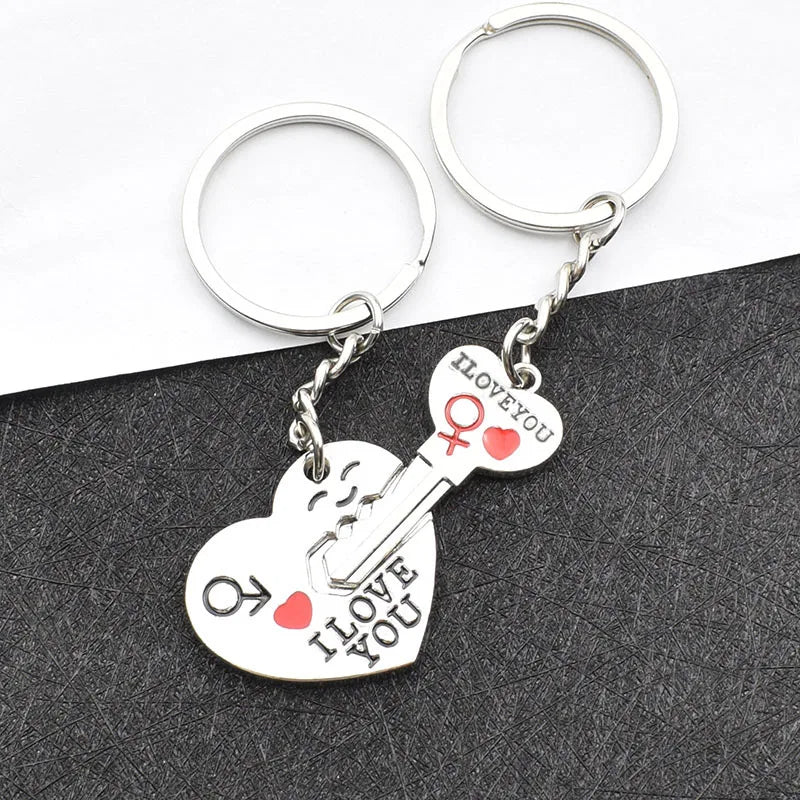 Couple Keychain Metal Heart Arrow Pendant