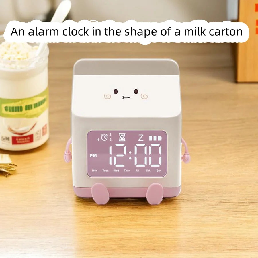 Multi-Functional LED Milk Carton Alarm Clock