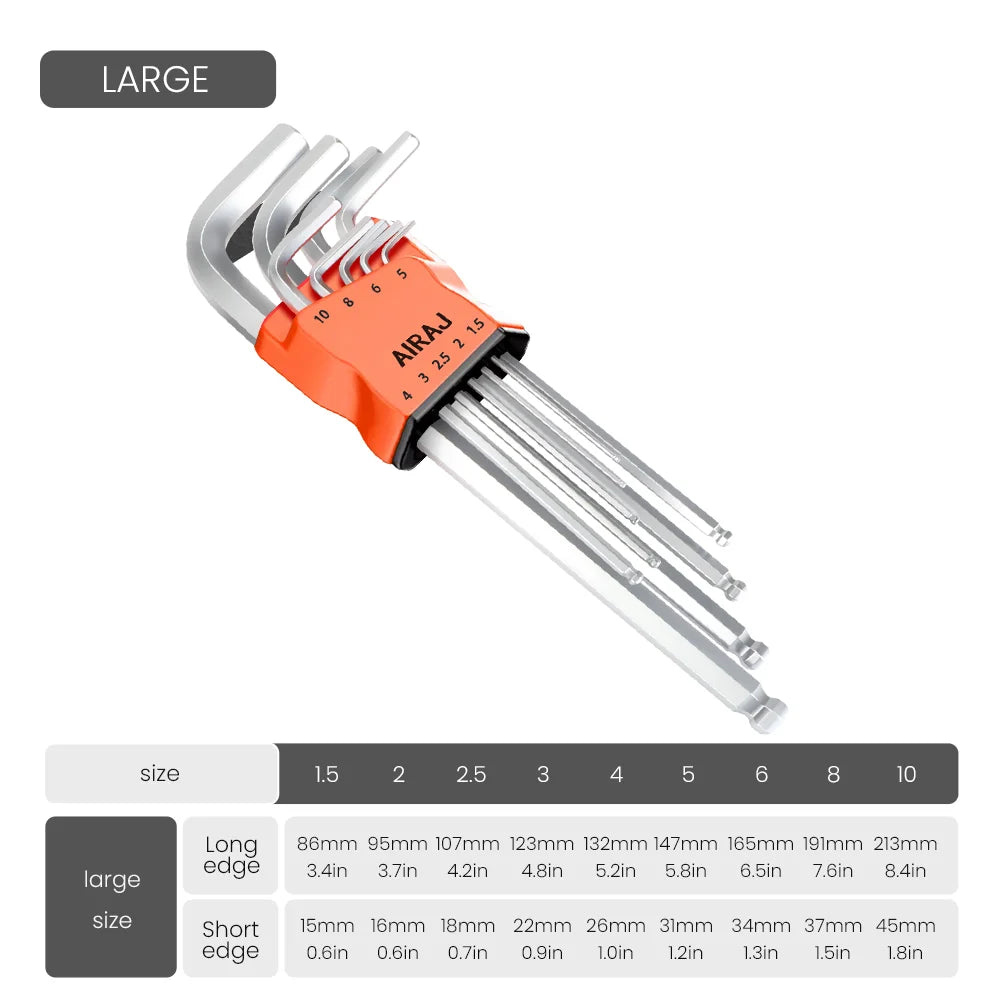 9Pcs High-Strength Hex Wrench Set