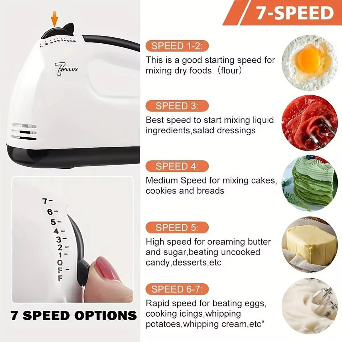 7-Speed Mini Electric Hand Mixer