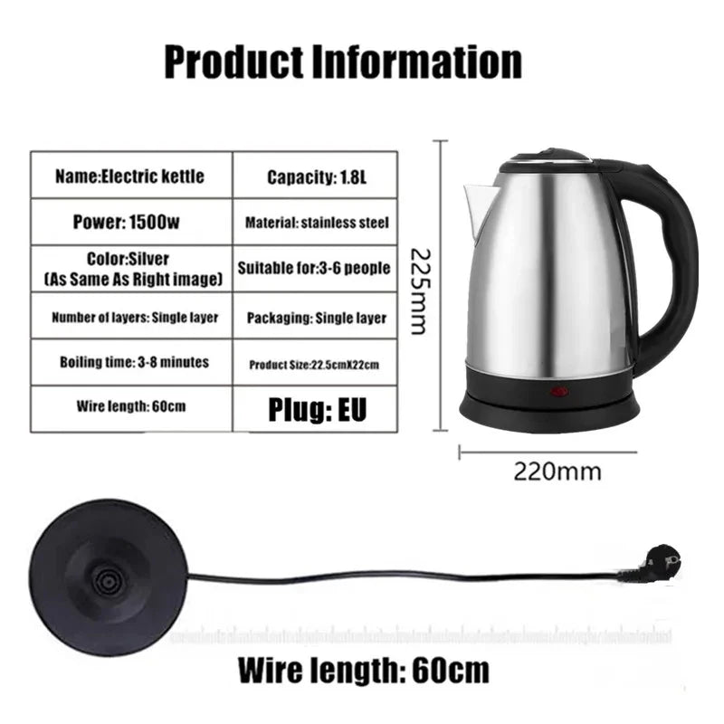 1.8L Stainless Steel Electric Kettle