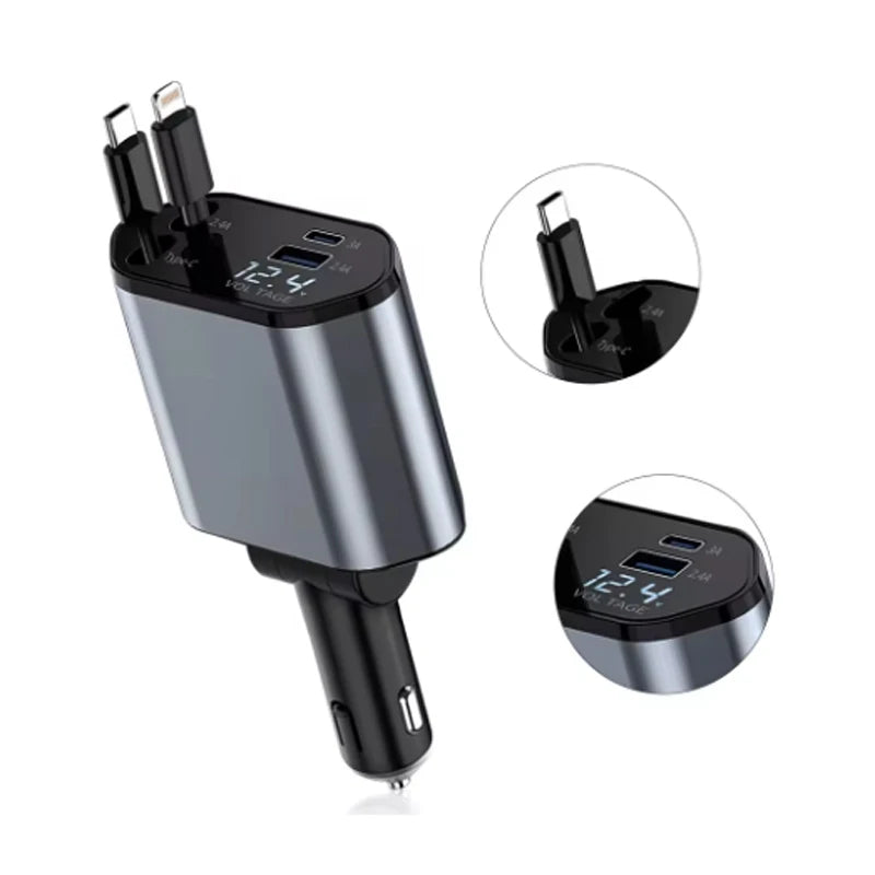 4-in-1 120W Retractable Car Charger