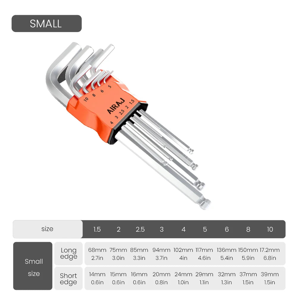 9Pcs High-Strength Hex Wrench Set