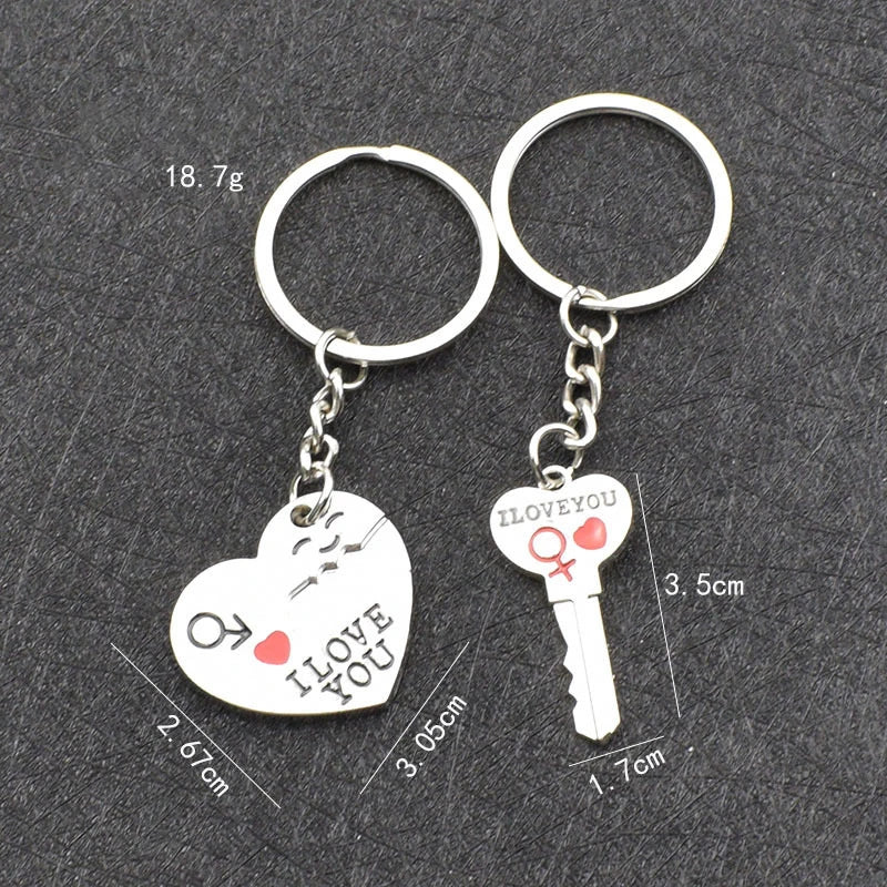 Couple Keychain Metal Heart Arrow Pendant