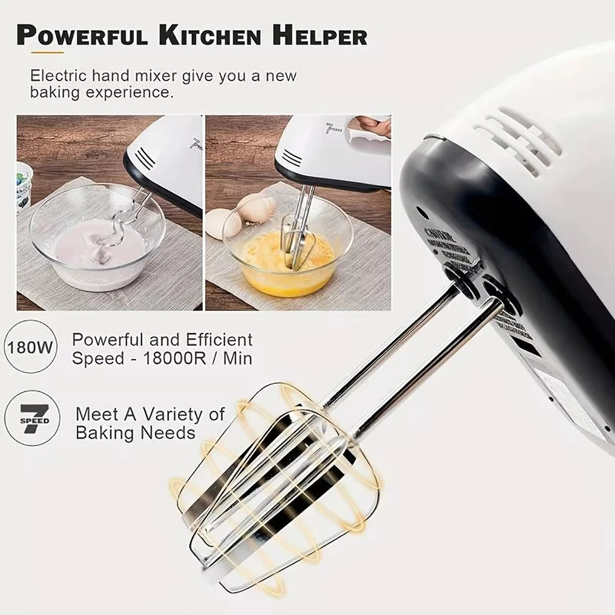 7-Speed Mini Electric Hand Mixer