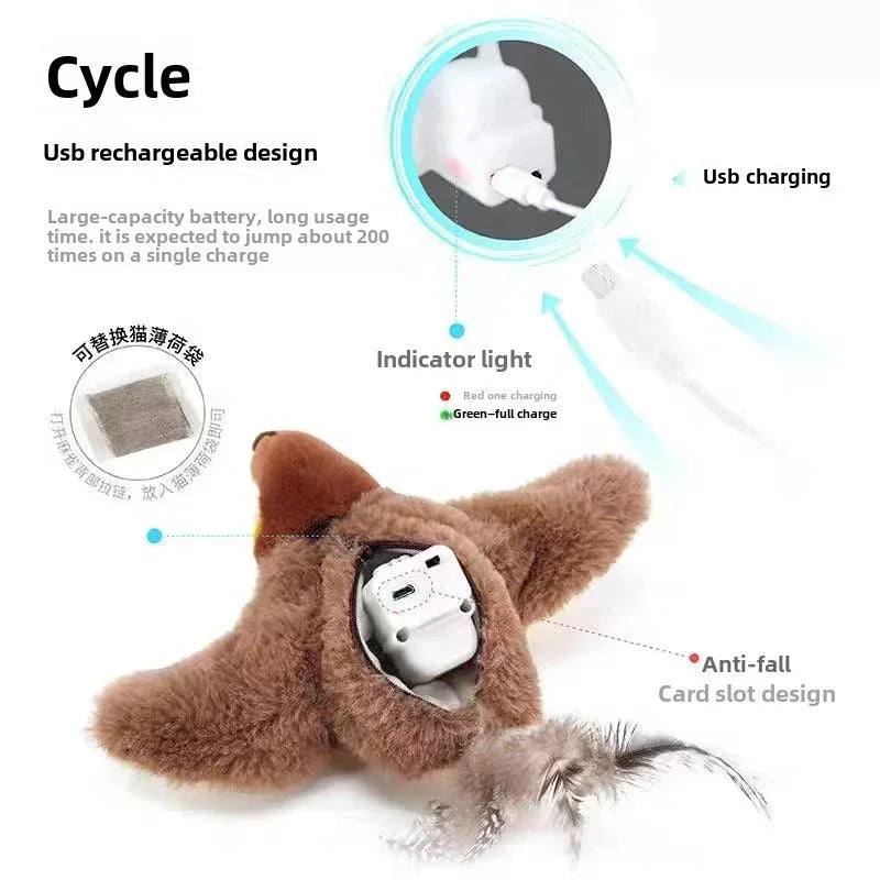 USB Rechargeable Catnip Plush Bird Toy