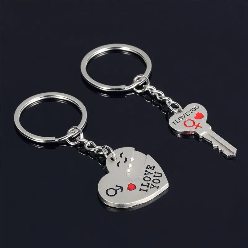 Couple Keychain Metal Heart Arrow Pendant