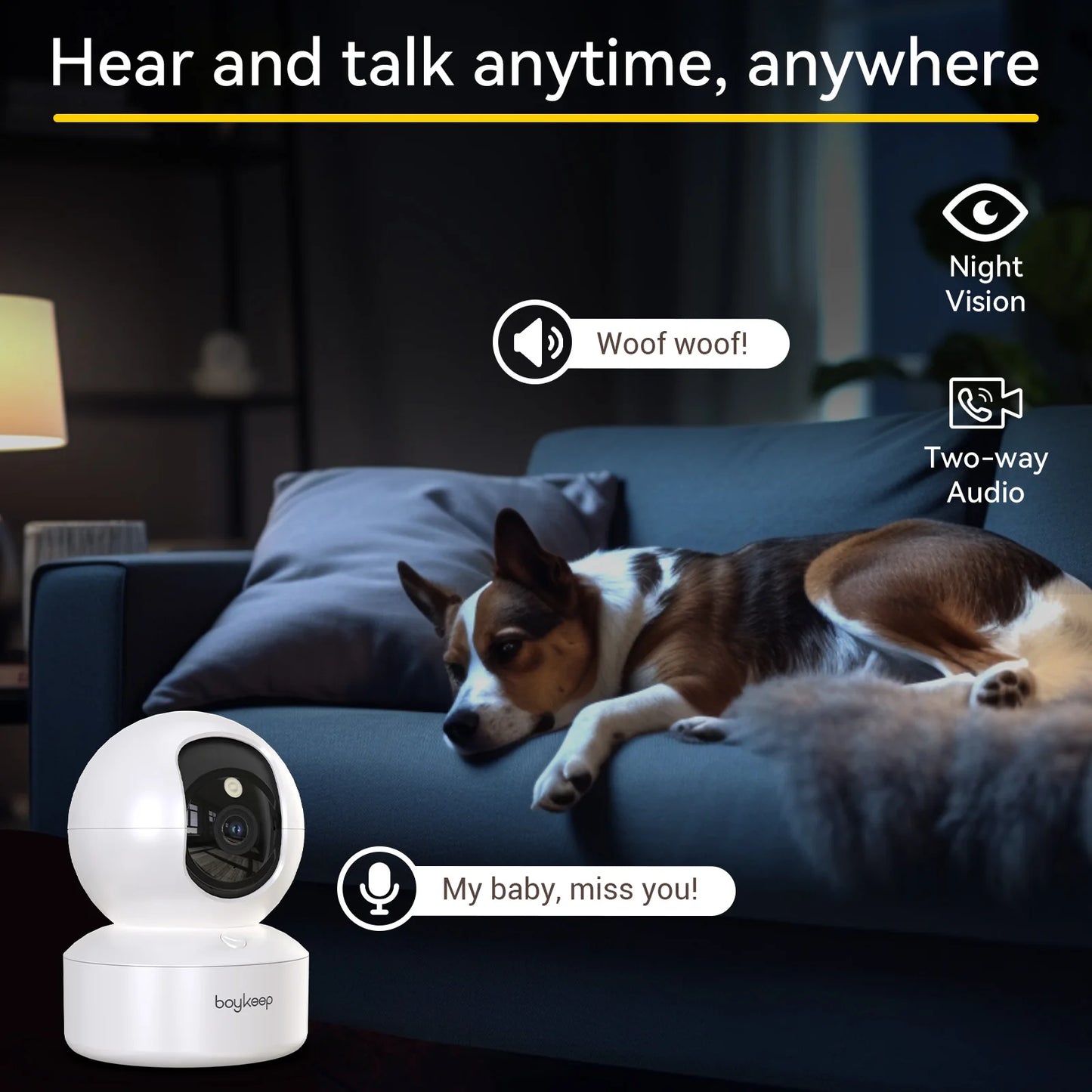2K Indoor Pet Camera with 360° View