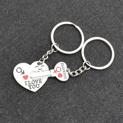 Couple Keychain Metal Heart Arrow Pendant