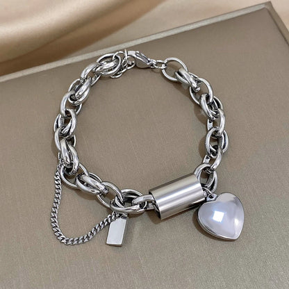 Stainless Steel Chunky Charm Love Bracelet