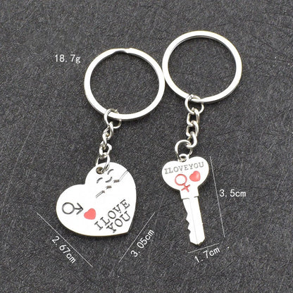 Couple Keychain Metal Heart Arrow Pendant