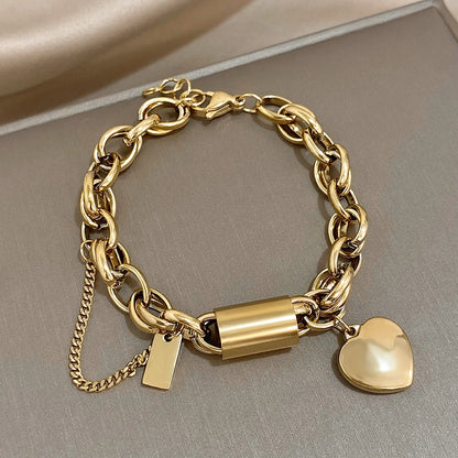 Stainless Steel Chunky Charm Love Bracelet
