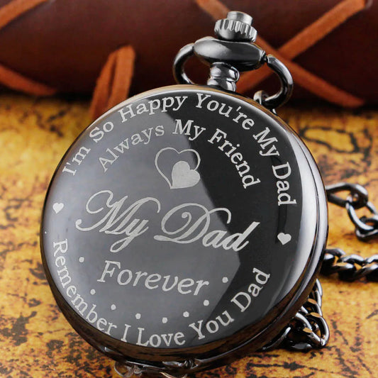 Black Quartz Pocket Watch Antique Necklace Gift